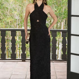 Stretchy Halter Neck Midi Dress