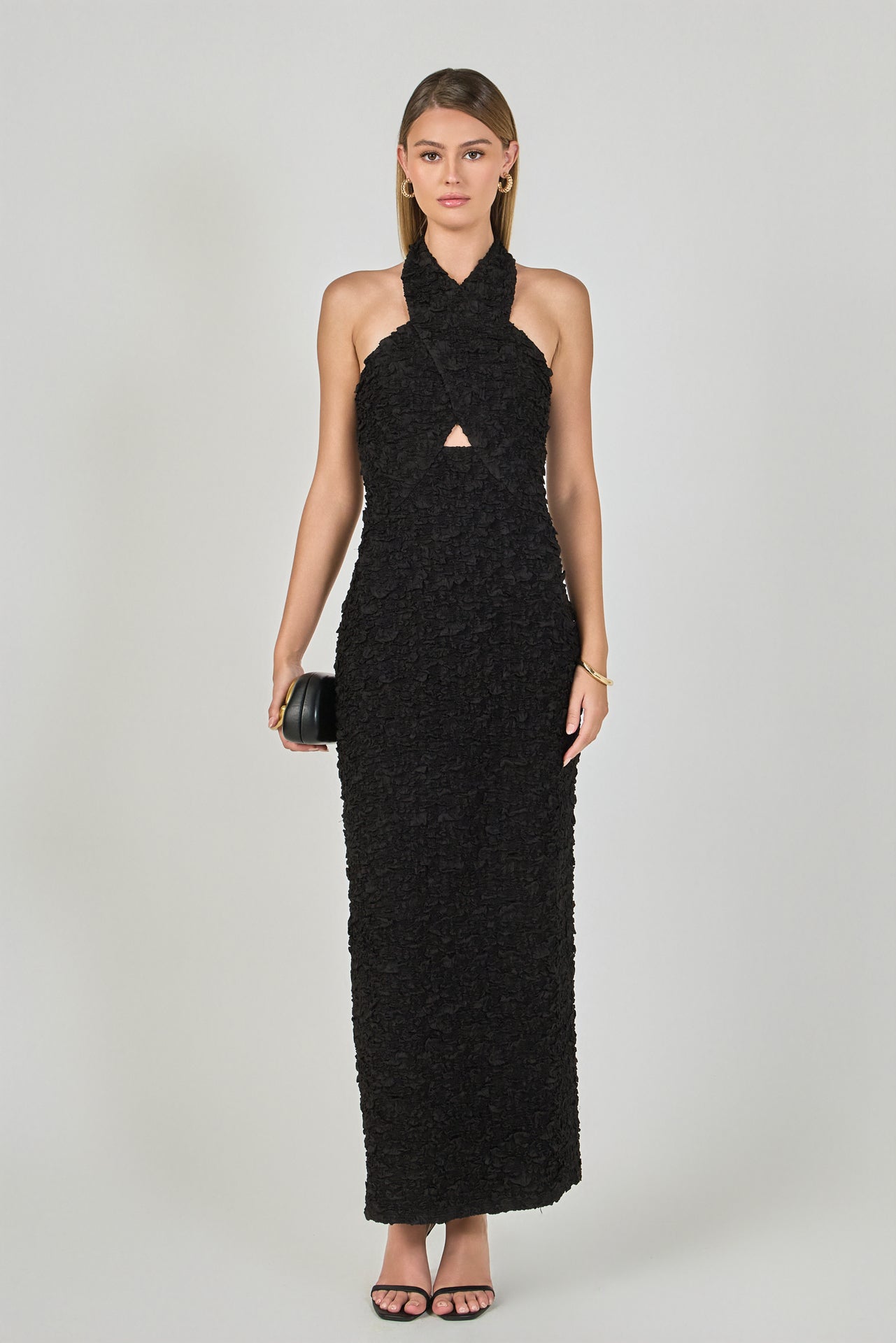 Endless Rose - Stretchy Halter Neck Midi Dress Black / XS Endless Rose - Stretchy Halter Neck Midi Dress Black / XS