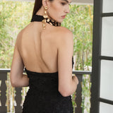 Stretchy Halter Neck Midi Dress