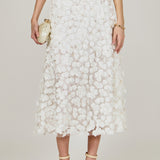 3D Floral Midi Skirt