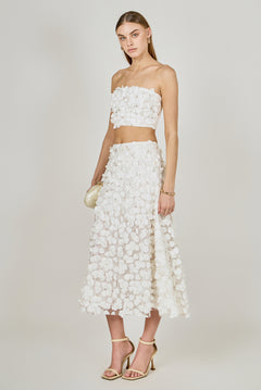 3D Floral Midi Skirt