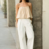 Strapless Pintuck Detail Top