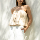 Strapless Pintuck Detail Top