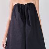 Strapless Pintuck Detail Mini Dress