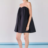 Strapless Pintuck Detail Mini Dress