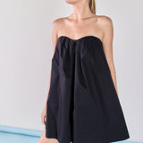 Strapless Pintuck Detail Mini Dress