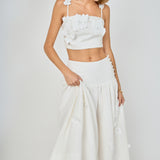 3D Floral Detail Midi Skirt