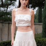 3D Floral Detail Midi Skirt
