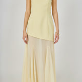 Strapless Combined Godet Dress