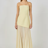 Strapless Combined Godet Dress