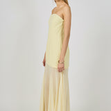 Strapless Combined Godet Dress