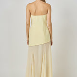 Strapless Combined Godet Dress