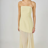 Strapless Combined Godet Dress