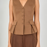 Button Detail Peplum Top
