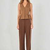 Button Detail Peplum Top