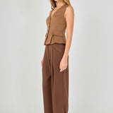 Button Detail Peplum Top