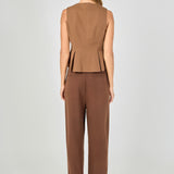 Button Detail Peplum Top