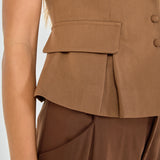Button Detail Peplum Top