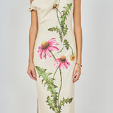 One Shoulder Flower Detail Maxi Dress