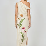 One Shoulder Flower Detail Maxi Dress