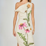 One Shoulder Flower Detail Maxi Dress