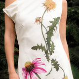 One Shoulder Flower Detail Maxi Dress