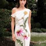One Shoulder Flower Detail Maxi Dress