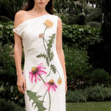 One Shoulder Flower Detail Maxi Dress