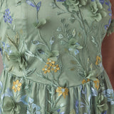 Strapless 3D Floral Embroidered Maxi Dress