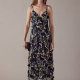 3D Floral Embroidered Maxi Dress