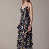 3D Floral Embroidered Maxi Dress