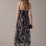 3D Floral Embroidered Maxi Dress