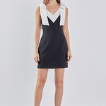 color block mini dress Sugarlips Elliana Color Block Crew Neck Sleeveless Mini Shift Dress, Womens, M, Red/Pink