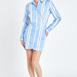 Stripe Power Shoulder Mini Dress