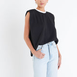 Contrast Neckline Sleeveless Top