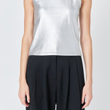 Metallic Ribbed Sleeveless Top