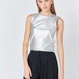 Metallic Ribbed Sleeveless Top