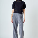 Puff Chain Detailed Knit Top