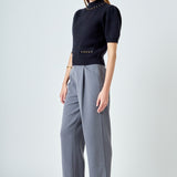 Puff Chain Detailed Knit Top
