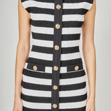 Mock Neck Striped Mini Dress