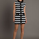 Mock Neck Striped Mini Dress