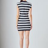 Mock Neck Striped Mini Dress
