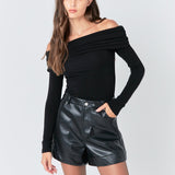 Off Shoulder Shirring Detail Top