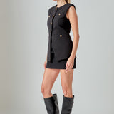 Gold Button Detail Long Vest