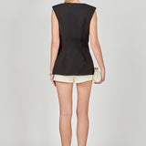 Gold Button Detail Long Vest