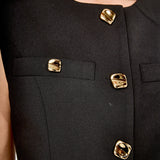 Gold Button Detail Long Vest