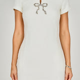 Bow Embellished Mini Dress