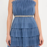 Tulle Tiered Mini with Jeweled Belt