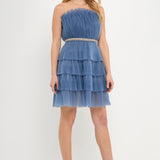 Tulle Tiered Mini with Jeweled Belt