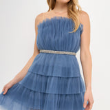 Tulle Tiered Mini with Jeweled Belt